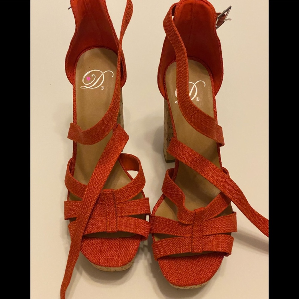 Cute orange sandal heels